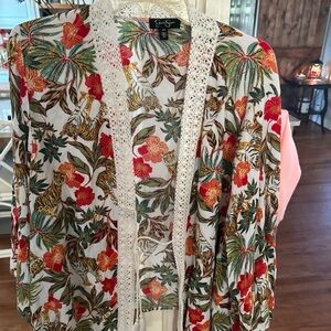 Jessica Simpson Multicolor Floral Lace Kimono